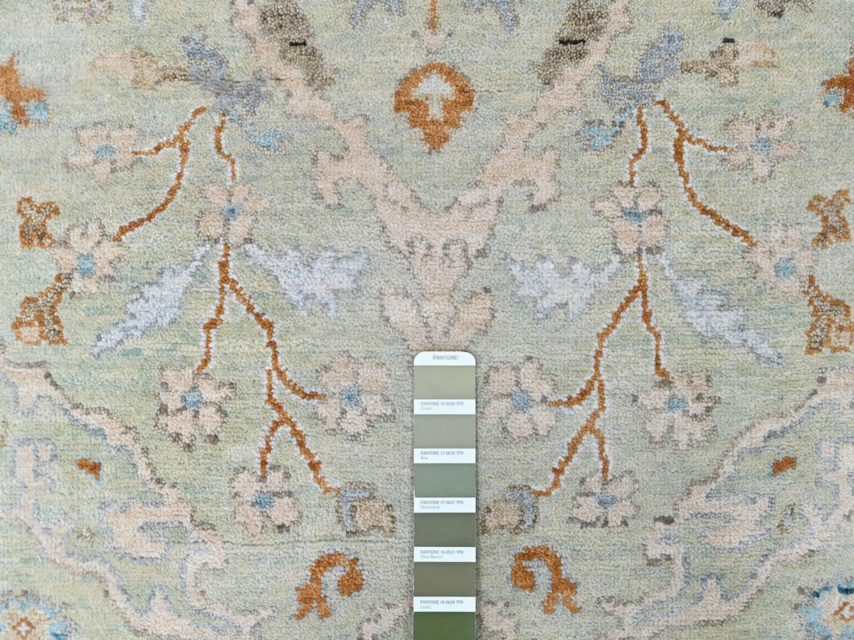 Oushak Oushak hand-knotted wool rug in Green, 6'2" x 9', SKU O010584 (view 4)