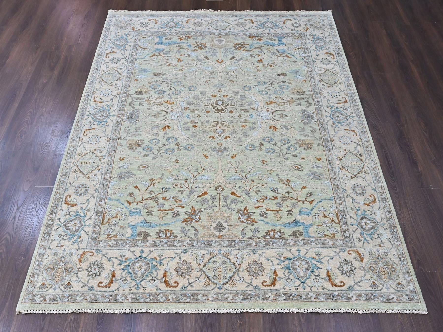 Oushak Oushak hand-knotted wool rug in Green, 8' x 10', SKU O010586 (view 2)
