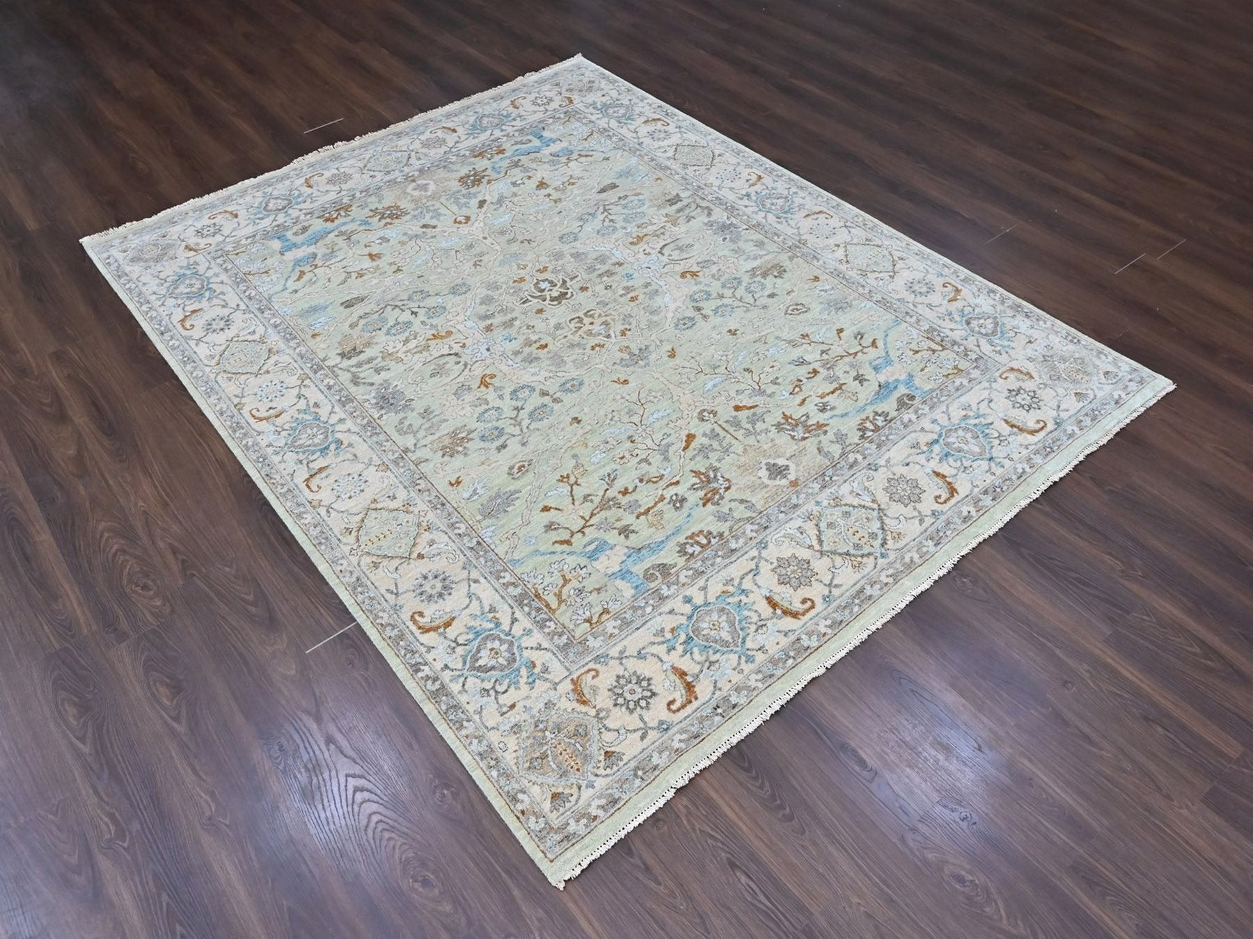 Oushak Oushak hand-knotted wool rug in Green, 8' x 10', SKU O010586 (view 3)