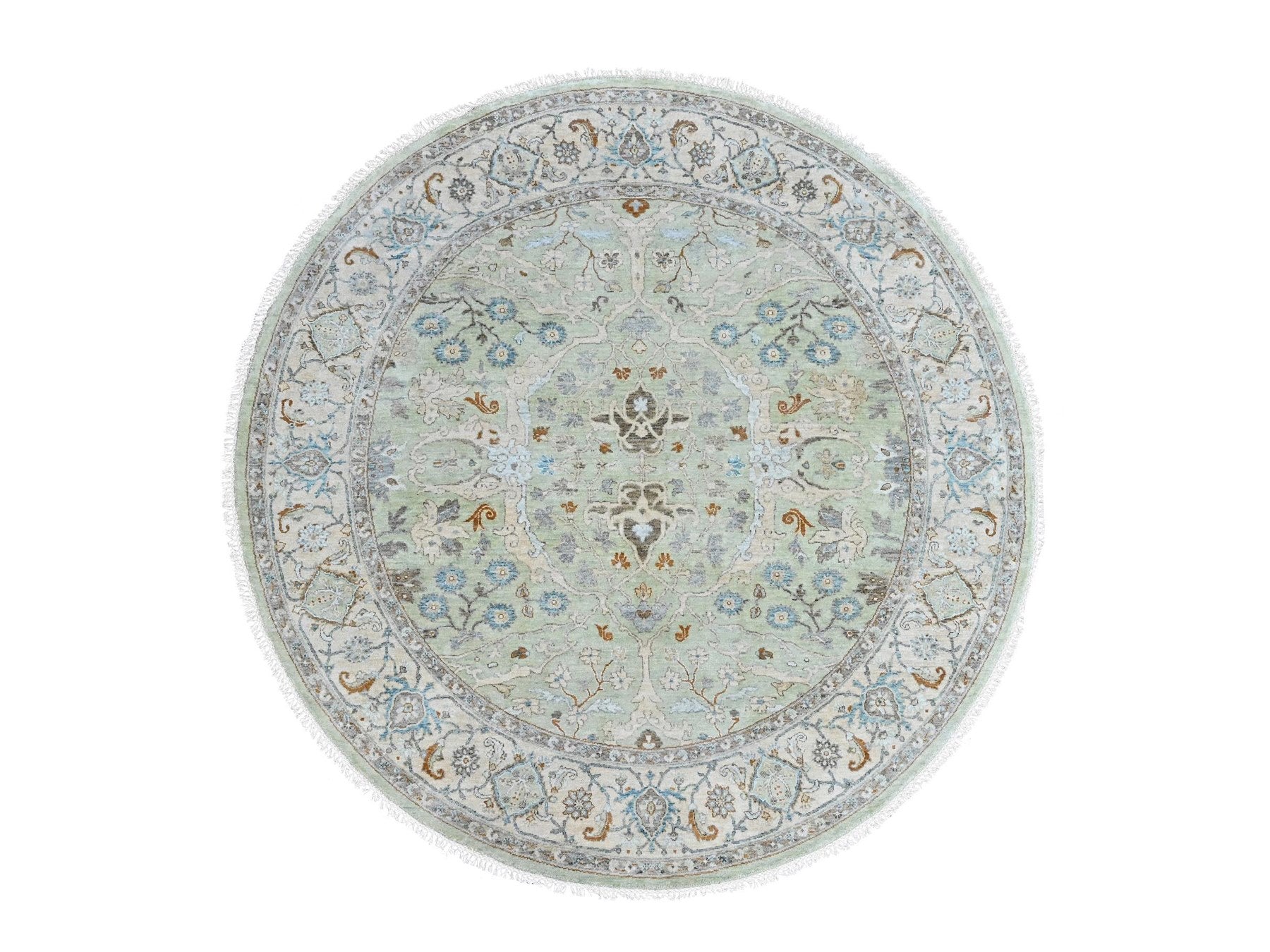 Oushak Oushak hand-knotted wool rug in Green, 8' x 8'2", SKU O010587