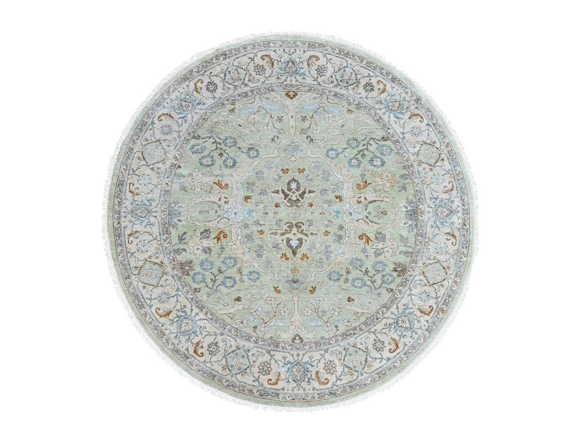 Oushak Oushak hand-knotted wool rug in Green, 8' x 8'2", SKU O010587