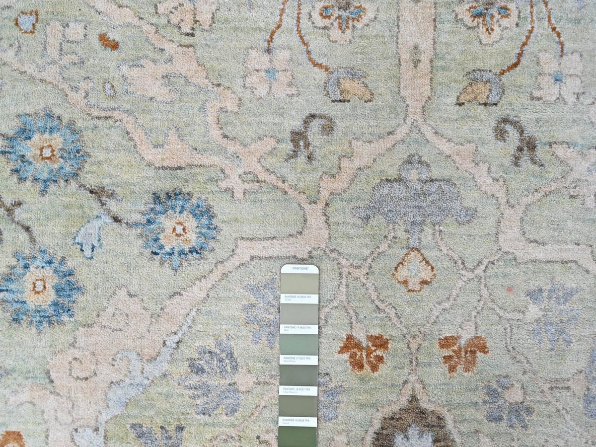 Oushak Oushak hand-knotted wool rug in Green, 8' x 8'2", SKU O010587 (view 4)
