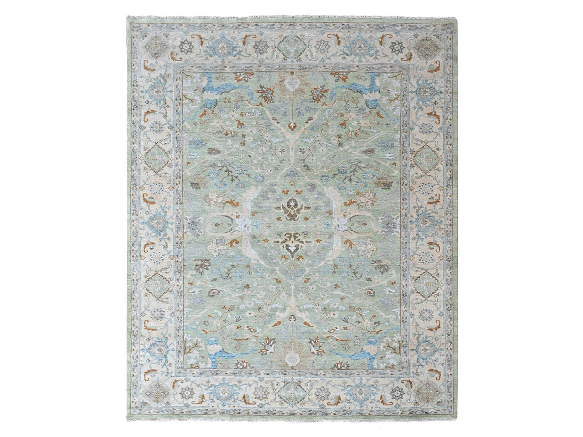 Oushak Oushak hand-knotted wool rug in Green, 9' x 11'9", SKU O010588