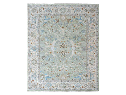 Oushak Oushak hand-knotted wool rug in Green, 9' x 11'9", SKU O010588