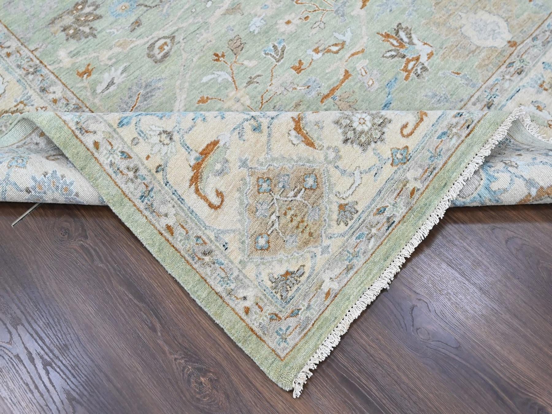 Oushak Oushak hand-knotted wool rug in Green, 9' x 11'9", SKU O010588 (view 6)