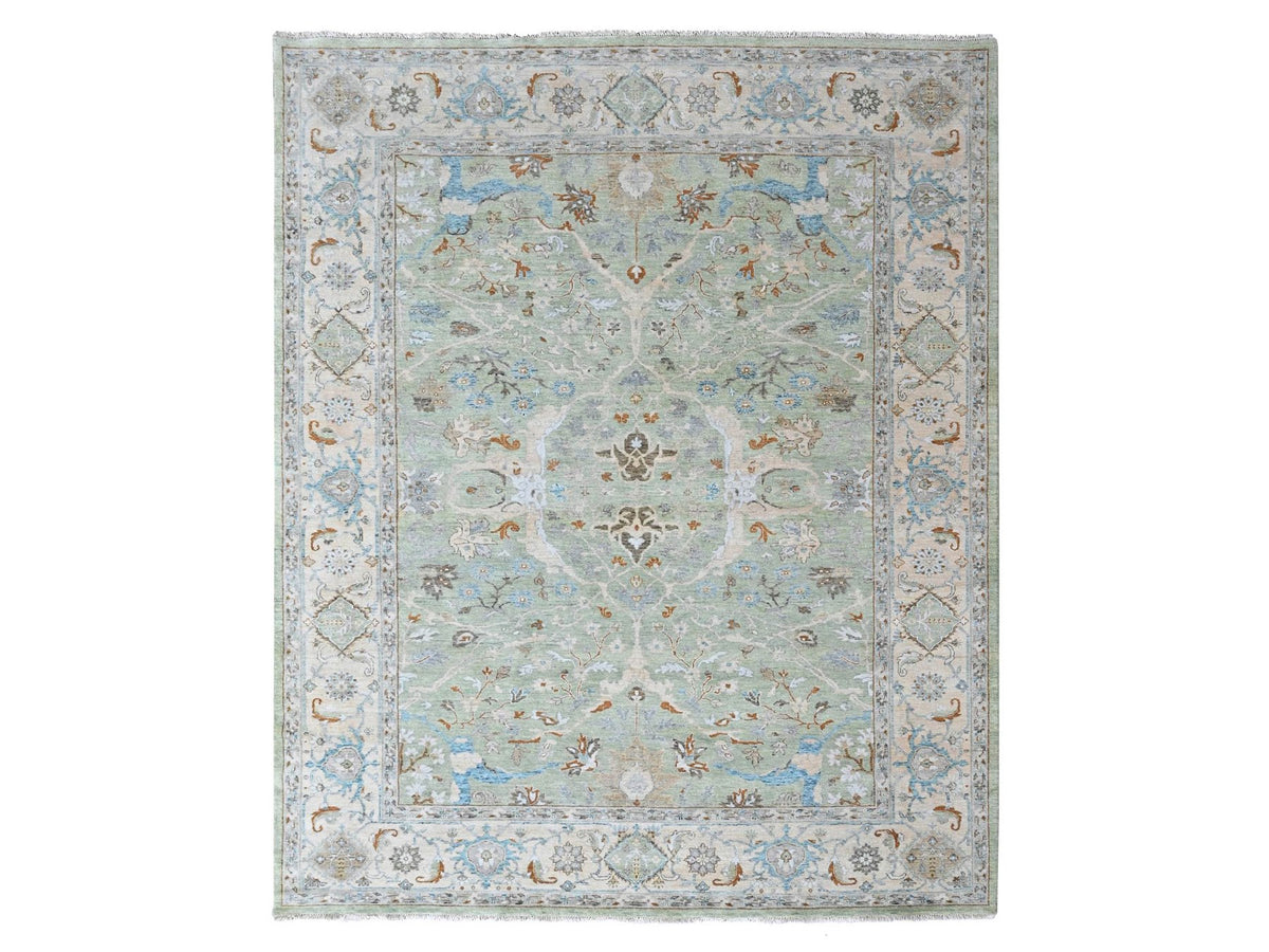 Oushak Oushak hand-knotted wool rug in Green, 9' x 12', SKU O010589