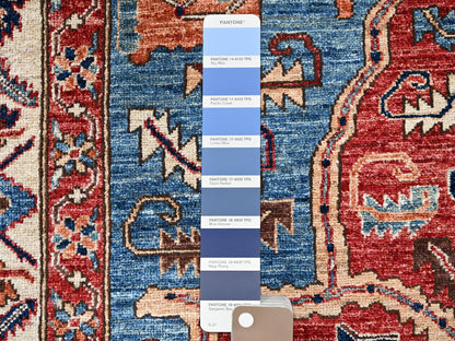 Blue 6'1" x 11'7" Tribal & Geometric Hand knotted Wool Rug - Sku: O01058