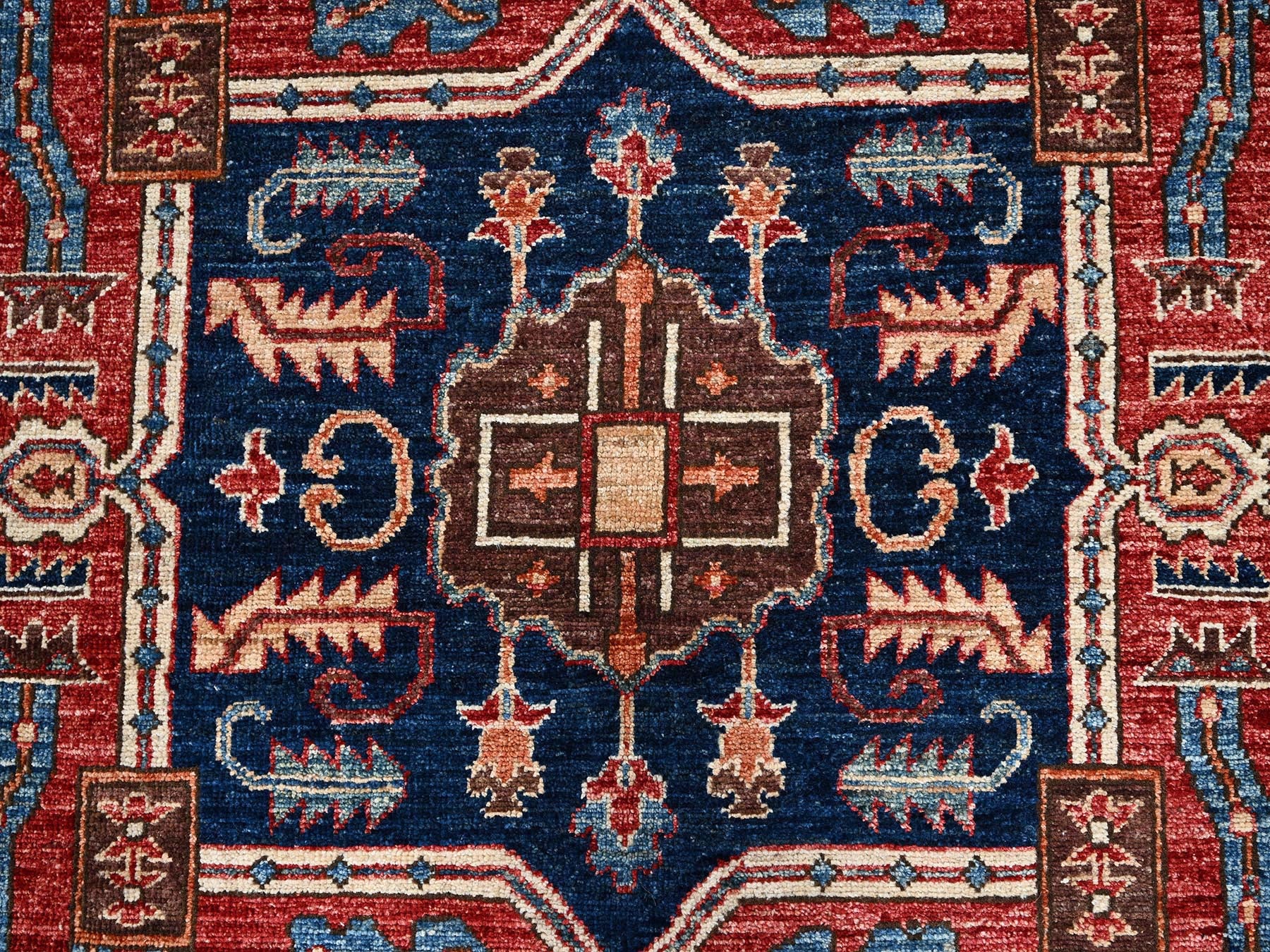 Heriz Tribal & Geometric hand-knotted wool runner in Blue & Ivory, 6'1" x 11'7" — SKU O01058 (view 9)
