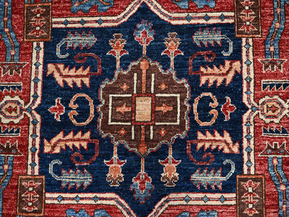 Heriz Tribal & Geometric hand-knotted wool runner in Blue & Ivory, 6'1" x 11'7" — SKU O01058 (view 9)