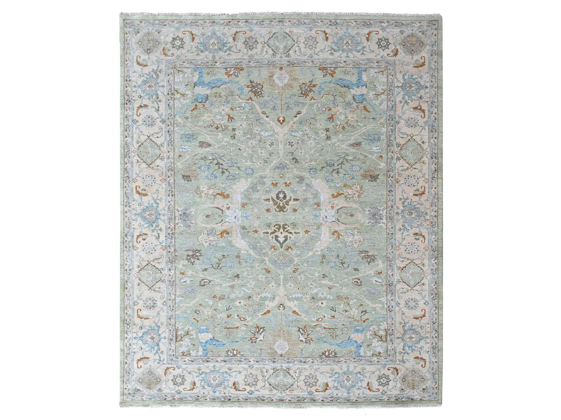 Oushak Oushak hand-knotted wool rug in Green, 9'1" x 11'10", SKU O010590