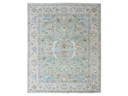 Oushak Oushak hand-knotted wool rug in Green, 9'1" x 11'10", SKU O010590