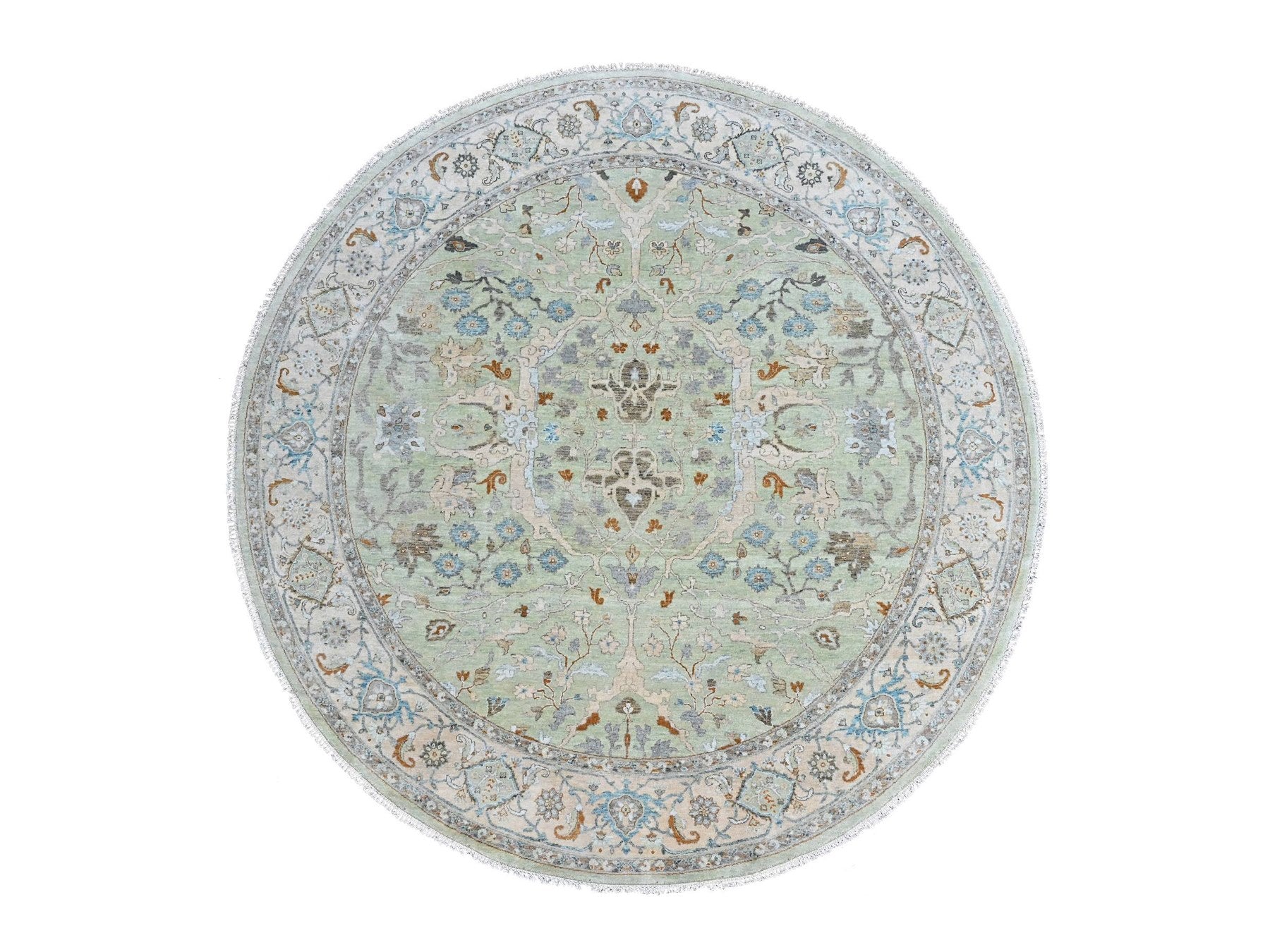Oushak Oushak hand-knotted wool rug in Green, 10' x 10', SKU O010591