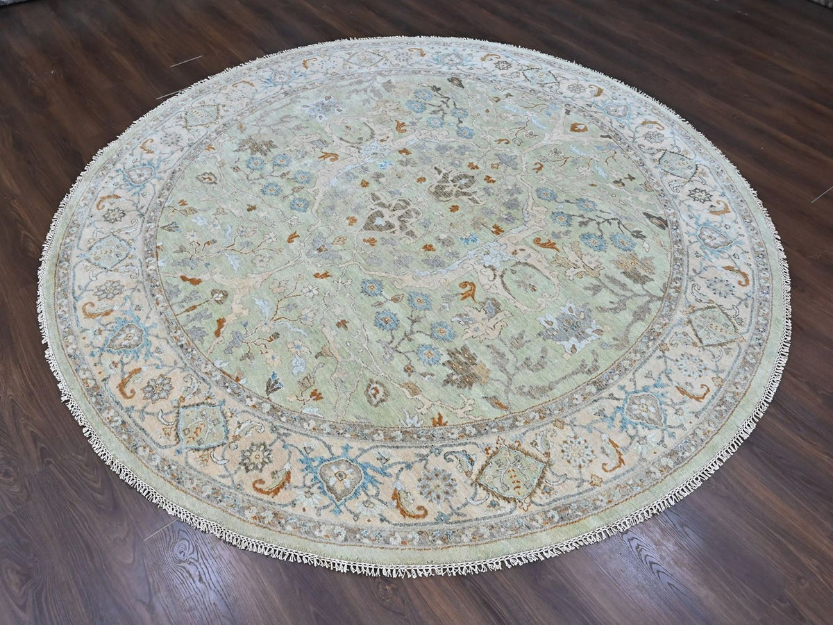 Oushak Oushak hand-knotted wool rug in Green, 10' x 10', SKU O010591 (view 2)