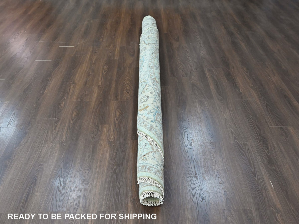 Oushak Oushak hand-knotted wool rug in Green, 10' x 10', SKU O010591 (view 6)