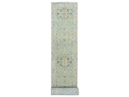 Oushak Oushak hand-knotted wool runner in Green, 2'6" x 16', SKU O010595