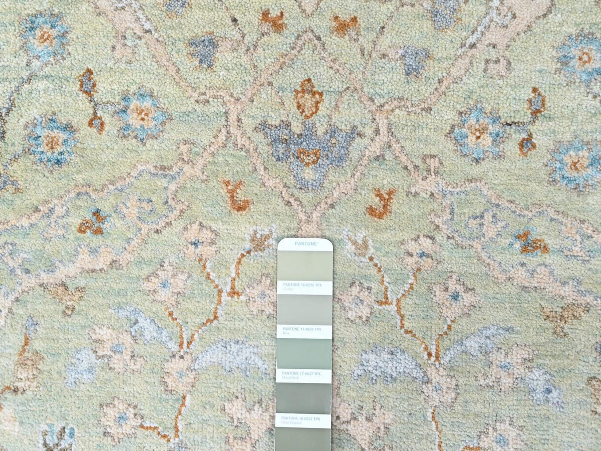 Oushak Oushak hand-knotted wool runner in Green, 2'6" x 16', SKU O010595 (view 4)