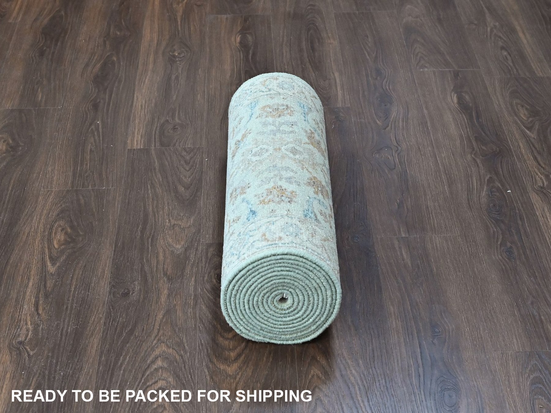 Oushak Oushak hand-knotted wool runner in Green, 2'6" x 16', SKU O010595 (view 6)