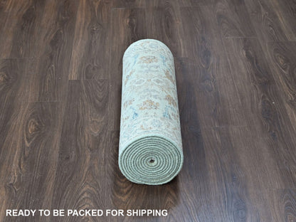 Oushak Oushak hand-knotted wool runner in Green, 2'6" x 16', SKU O010595 (view 6)
