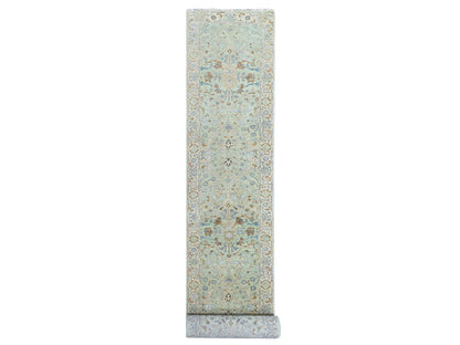 Oushak Oushak hand-knotted wool runner in Green, 2'6" x 18'3", SKU O010596