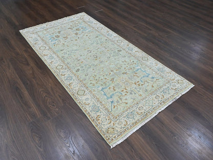 Oushak Oushak hand-knotted wool runner in Green, 4' x 8', SKU O010597 (view 2)