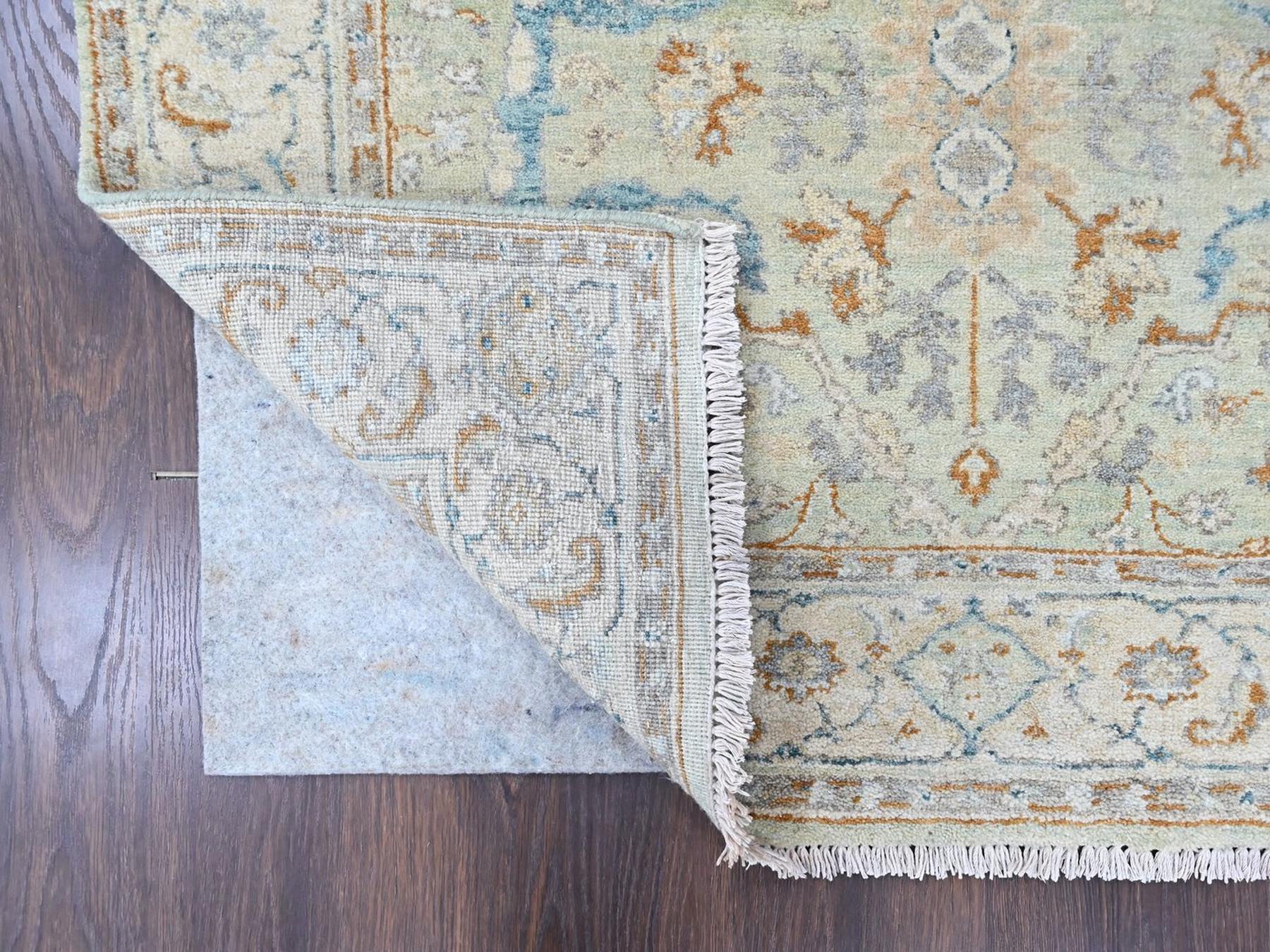 Oushak Oushak hand-knotted wool runner in Green, 4' x 8', SKU O010597 (view 3)