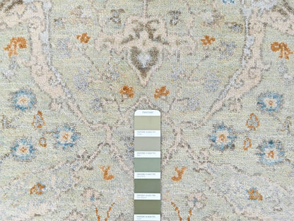 Oushak Oushak hand-knotted wool runner in Green, 4' x 8', SKU O010597 (view 4)