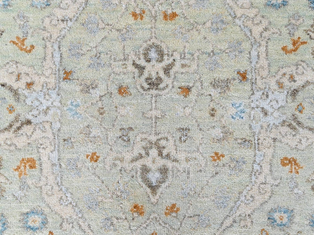 Oushak Oushak hand-knotted wool runner in Green, 4' x 8', SKU O010597 (view 5)