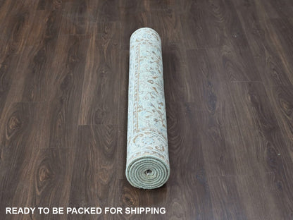 Oushak Oushak hand-knotted wool runner in Green, 4' x 8', SKU O010597 (view 6)