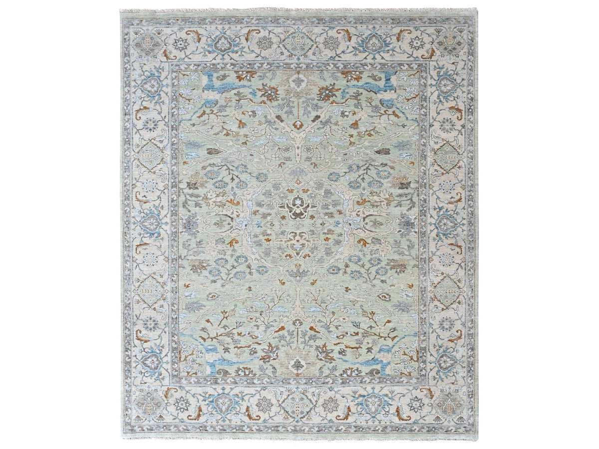Oushak Oushak hand-knotted wool rug in Green, 8'1" x 9'10", SKU O010598