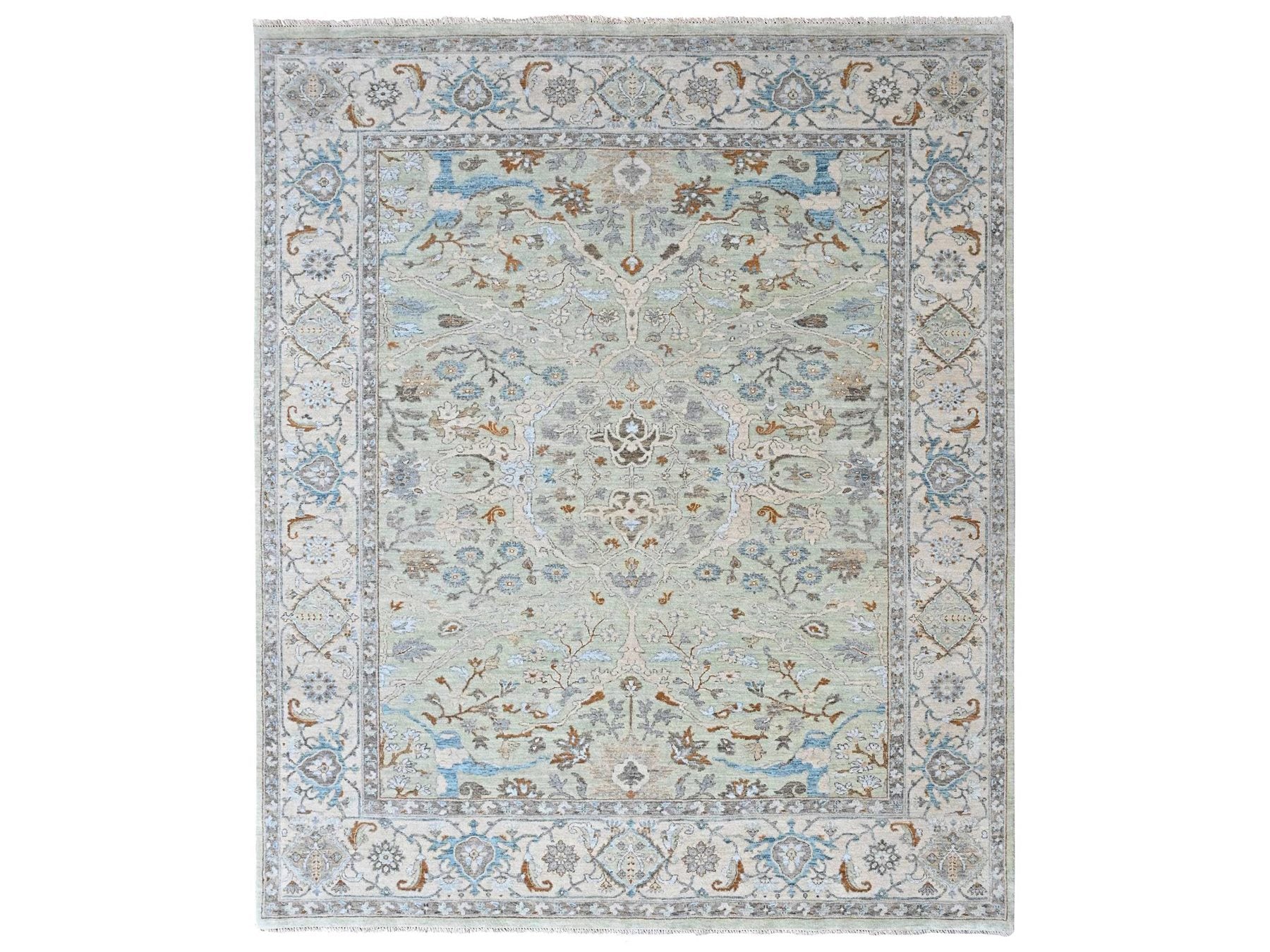 Oushak Oushak hand-knotted wool rug in Green, 8'1" x 9'10", SKU O010598