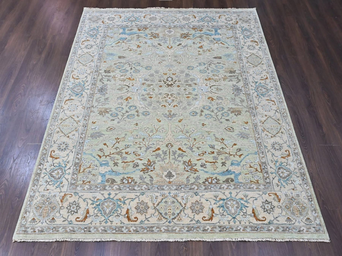 Oushak Oushak hand-knotted wool rug in Green, 8'1" x 9'10", SKU O010598 (view 2)