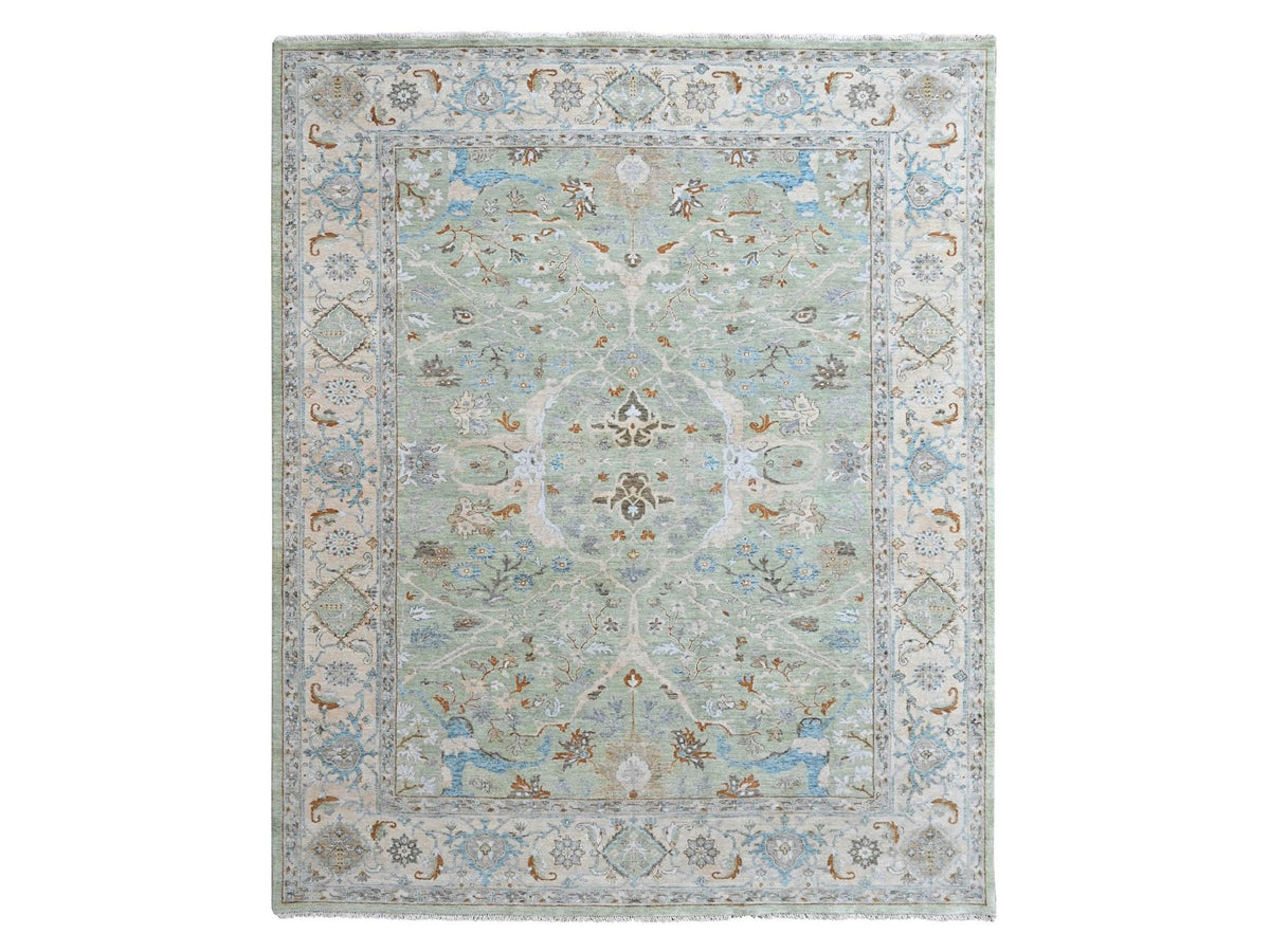 Oushak Oushak hand-knotted wool rug in Green, 9'2" x 11'10", SKU O010599