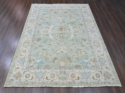 Oushak Oushak hand-knotted wool rug in Green, 9'2" x 11'10", SKU O010599 (view 2)