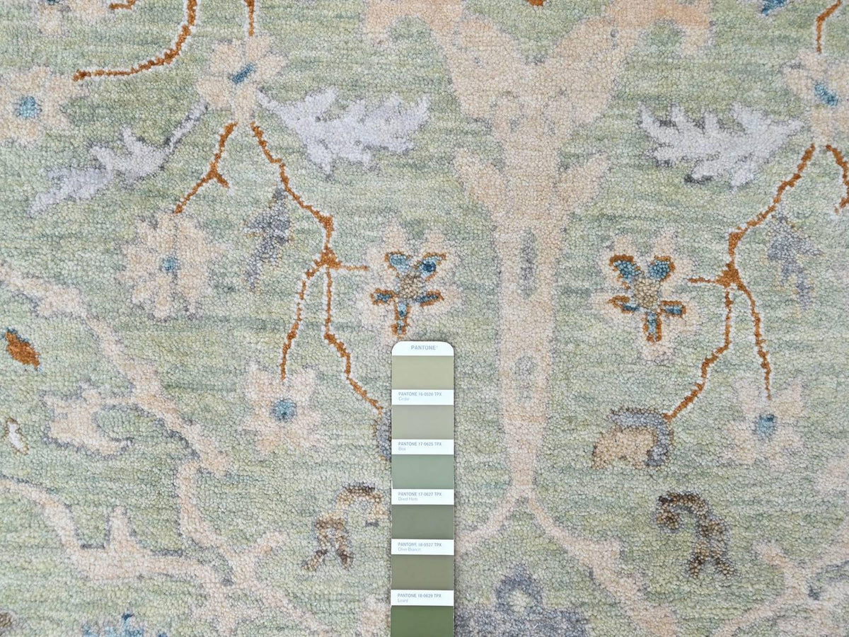 Oushak Oushak hand-knotted wool rug in Green, 9'2" x 11'10", SKU O010599 (view 7)