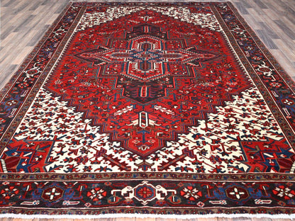 Red 7'9" x 10'8" Traditional Hand knotted Wool Rug - Sku: O0105