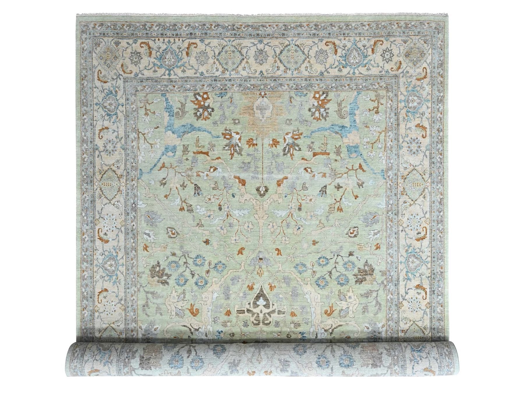 Oushak Oushak hand-knotted wool rug in Green, 10' x 13'10", SKU O010600