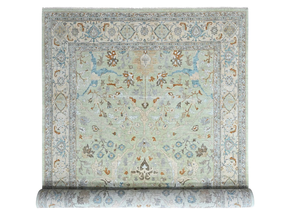 Oushak Oushak hand-knotted wool rug in Green, 10' x 13'10", SKU O010600