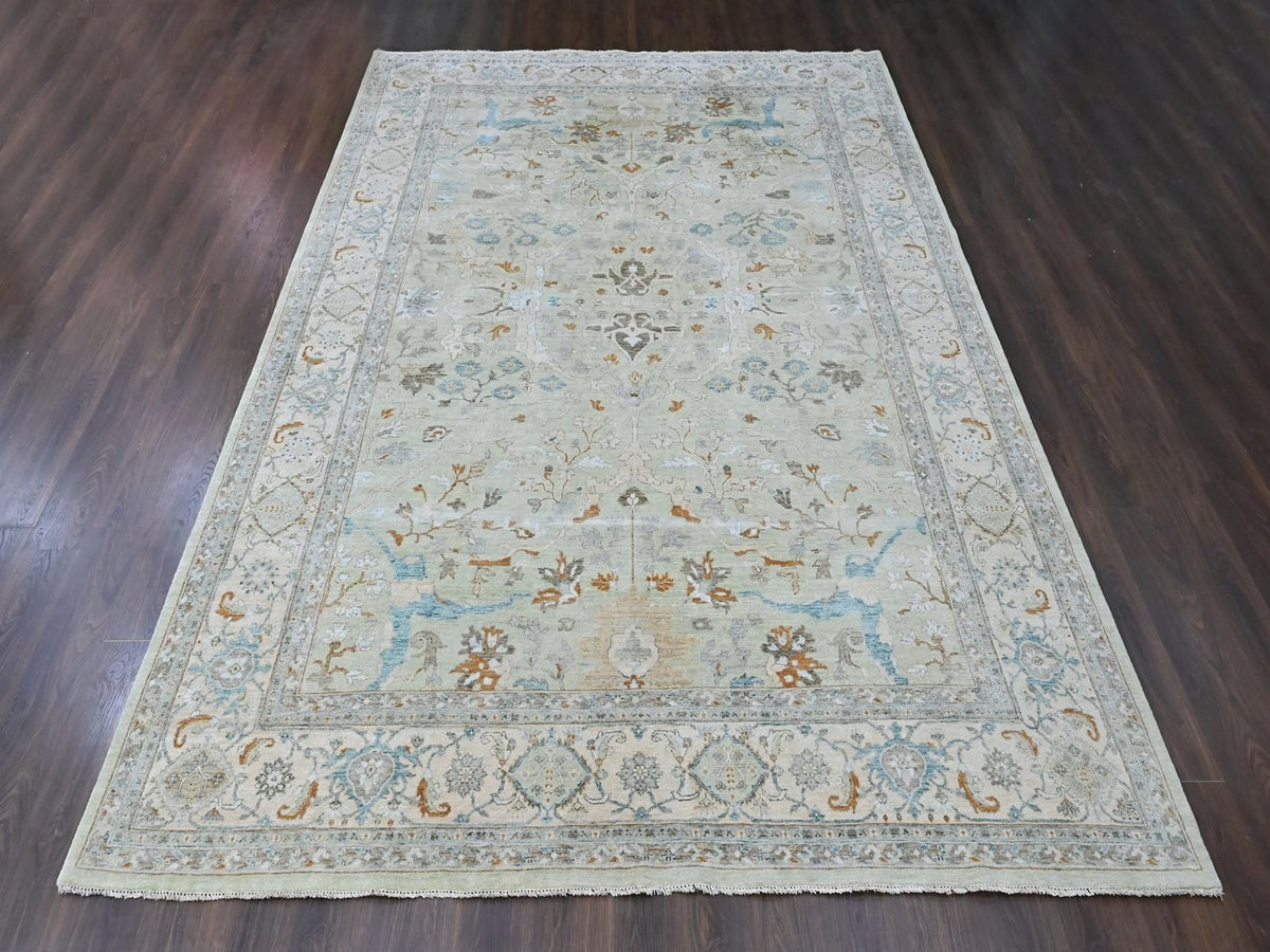 Oushak Oushak hand-knotted wool rug in Green, 10' x 13'10", SKU O010600 (view 2)