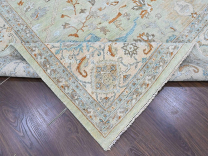 Oushak Oushak hand-knotted wool rug in Green, 10' x 13'10", SKU O010600 (view 6)