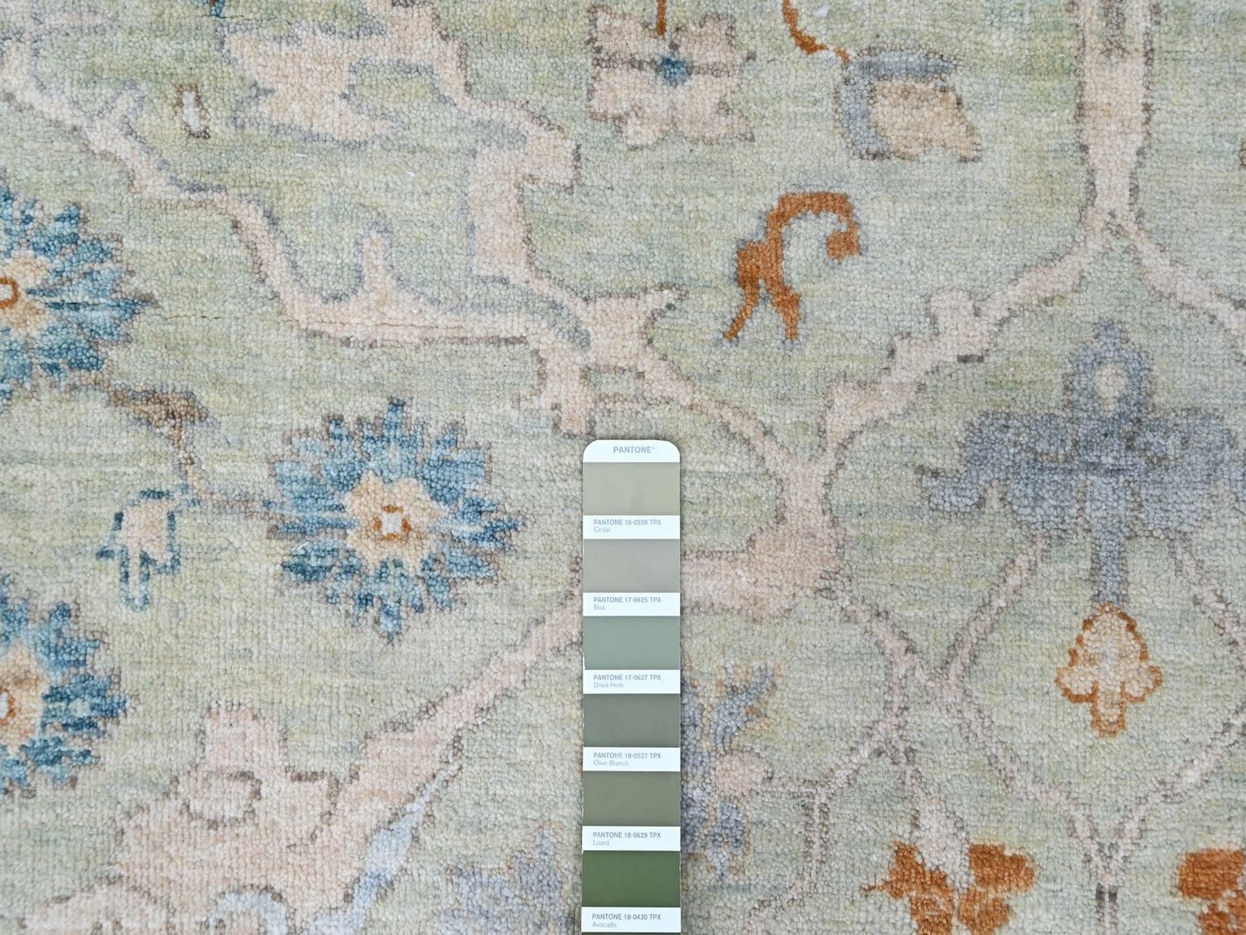 Oushak Oushak hand-knotted wool rug in Green, 10' x 13'10", SKU O010600 (view 7)