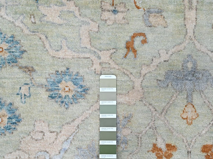 Oushak Oushak hand-knotted wool rug in Green, 10' x 13'10", SKU O010600 (view 7)