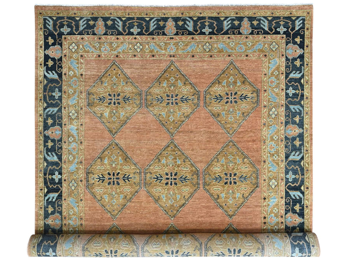 Tribal hand-knotted wool rug in Orange, 9'2" x 13'5", SKU O010602
