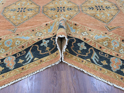 Tribal hand-knotted wool rug in Orange, 9'2" x 13'5", SKU O010602 (view 5)