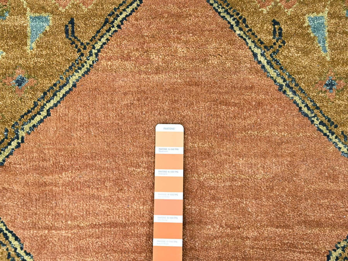 Tribal hand-knotted wool rug in Orange, 9'2" x 13'5", SKU O010602 (view 7)