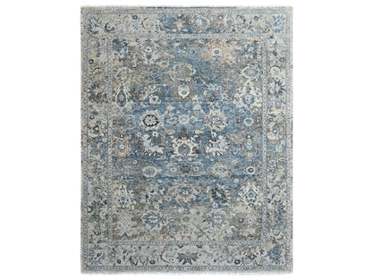 Persian Oushak hand-knotted wool rug in Blue, 7'7" x 9'9", SKU O010603