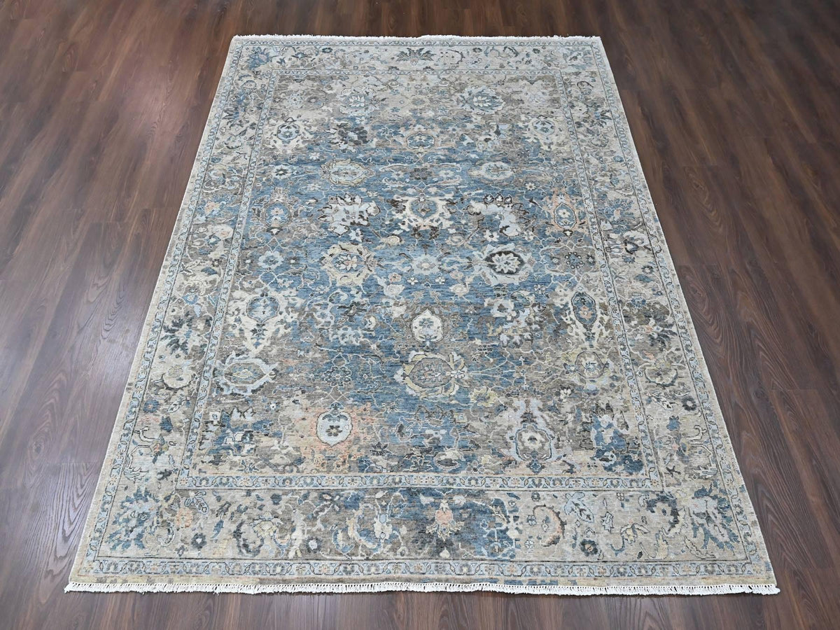 Persian Oushak hand-knotted wool rug in Blue, 7'7" x 9'9", SKU O010603 (view 2)