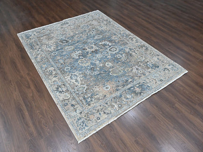 Persian Oushak hand-knotted wool rug in Blue, 7'7" x 9'9", SKU O010603 (view 3)