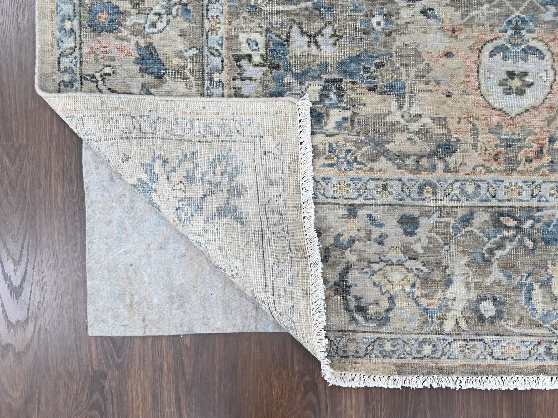 Persian Oushak hand-knotted wool rug in Blue, 7'7" x 9'9", SKU O010603 (view 4)