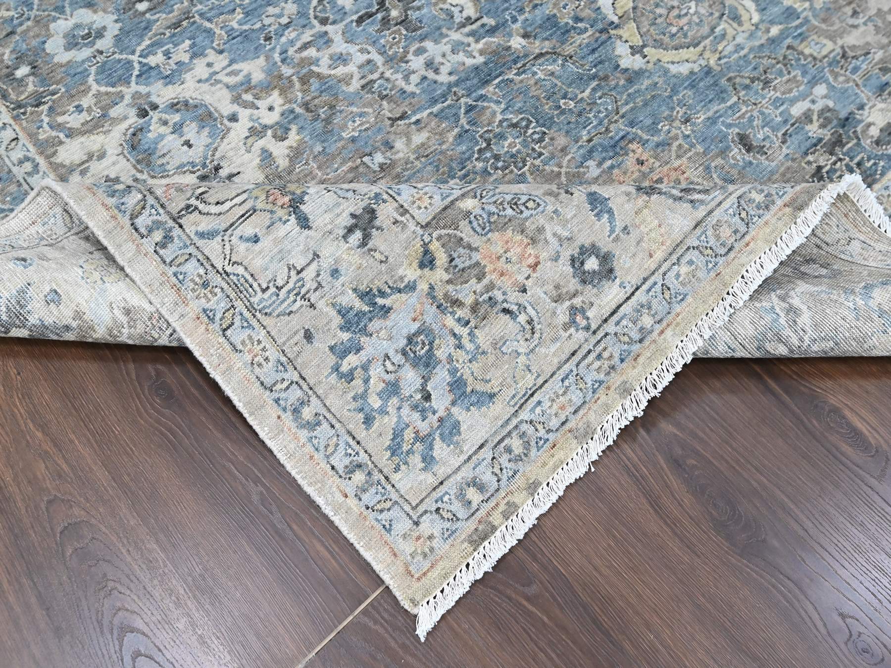 Persian Oushak hand-knotted wool rug in Blue, 7'7" x 9'9", SKU O010603 (view 6)