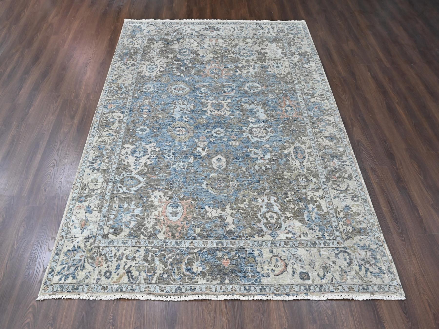 Persian Oushak hand-knotted wool rug in Blue, 8'3" x 11'1", SKU O010604 (view 2)